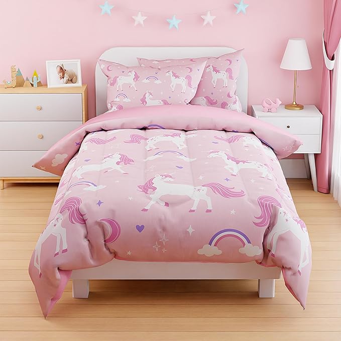 SANDJEST Unicorn Duvet Cover Sets Full Size for Kids Girls, Incude 1 Polyester Comforter Cover 80x90 Inches and 2 Pillowcases 20x26 Inches, Comforter Not Included, Gift for Christmas Birthday