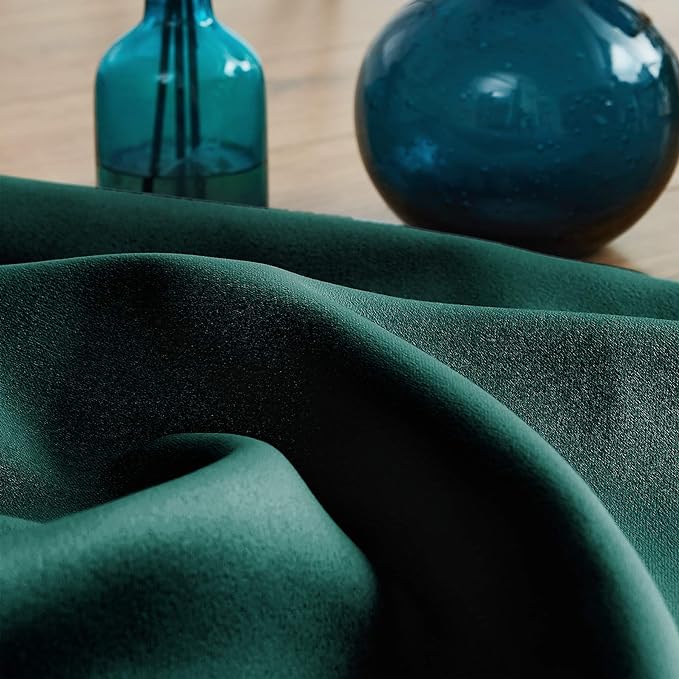 Treatmentex Green Blackout Curtains for Bedroom 84 inch Pom Pom Windows Drapes Cute Decorative Triple Weave Thermal Insulated Curtain Drapes for Nursery Room Studio Hotel 52" w x2 Panels Rod Pocket
