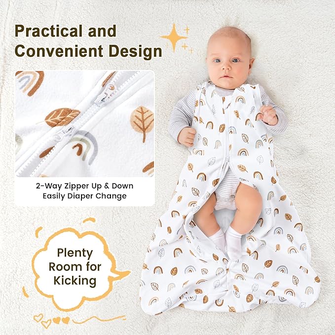 PHF 3 Pack Warm Micro-Fleece Baby Sleep Sack 6-12 Months, Soft Baby Wearable Blanket, 2-Way Zipper Sleeping Bags, Comfy Toddler Sleeping Sack for Boys, Medium Size, Woodland