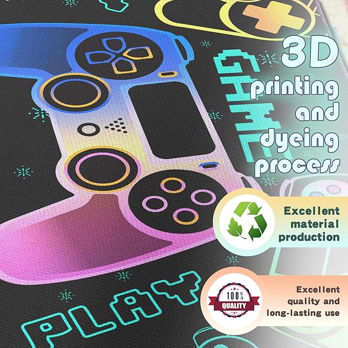 Play Gaming Rug for Bedroom Gamer Mat Gamepad for Boys Room 2x3 for Playroom Decor Washable