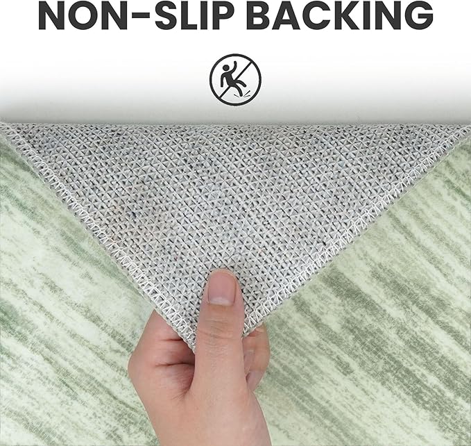 8x10 Modern Abstract Area Rug for Bedroom, Light Sage Green and Ivory Large Super Soft Washable Rugs with Non-Slip, Non-Shedding Carpet for Living Room, Indoor Door Mat for Office Home Décor