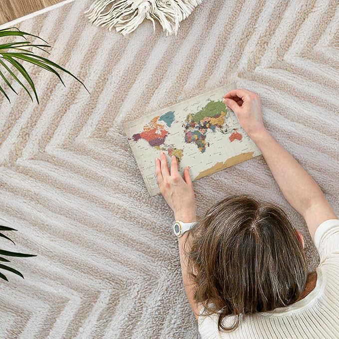 ElephantStock - Personalized World Awaits II Push Pin World Map Wall Art - Horizontal Canvas Wall Art - Living Room Wall Decor - Digital Art Map Canvas Art - Green And Beige Decor - 12" x 8"