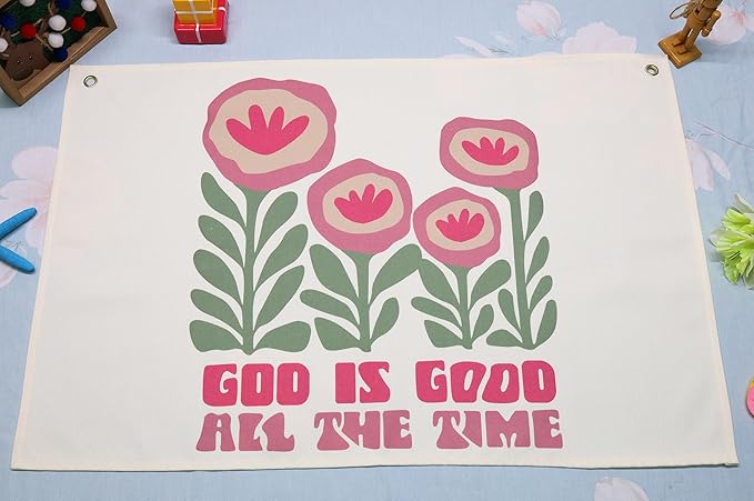 Christian Bible Verse Scripture Rectangular Banner Flag Wall Decor Gift for Baby Boy Girl Kid,Nursery Bedroom Reading Room Decor-God is Good All the Time-Baby,Shower Birthday Christmas Gift