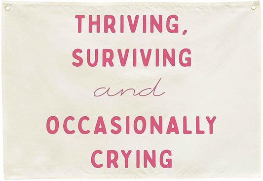 Thriving Surviving Rectangular Canvas Banner Wall Decor-Boho Flag Sign Art for Toddler Boy Girl Kids,Nursery Baby Room Above Crib Playroom Decor-Baby Growth Stuff Poster-Baby Shower Christmas Gift