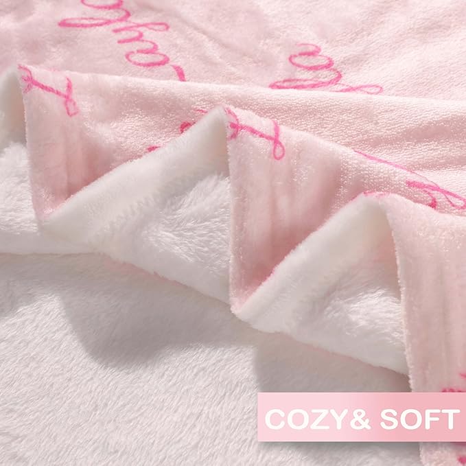 DayOfShe Custom Blankets with Name for Girls Boys Baby Shower Blanket Gifts, Personalized Name Blankets Gifts for Teen Girls Grandkids Christmas Stocking Stuffers