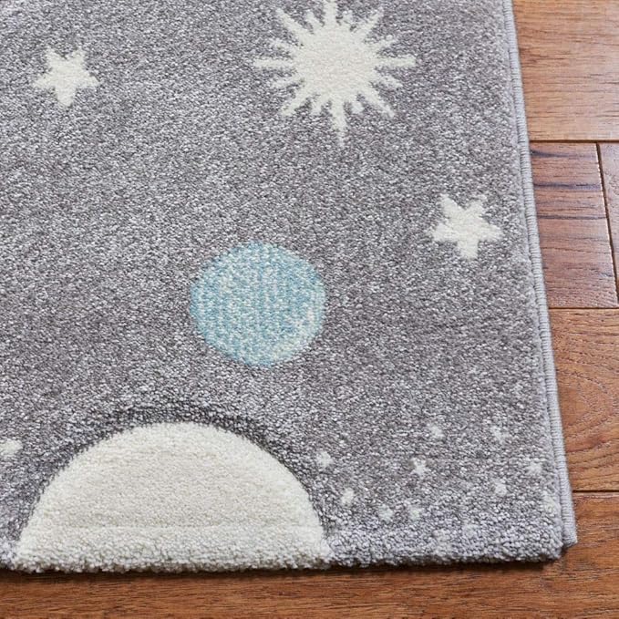 SAFAVIEH Carousel Kids Collection Accent Rug - 3'3" x 5'3", Grey & Lavender, Non-Shedding & Easy Care, Ideal for High Traffic Areas for Boys & Girls in Playroom, Nursery, Bedroom (CRK103F)