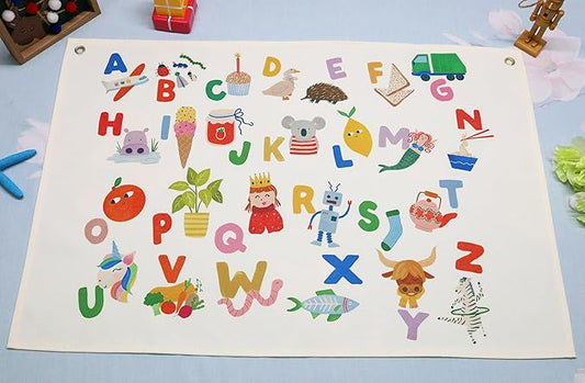 Educational Alphabet Numbers Rectangular Banner Flag Sign Wall Decor Gift for Baby Boy Girl Kids,Nursery Homeschool Bedroom Reading Room-ABC Theme-Baby Present Shower,Birthday Christmas Gift