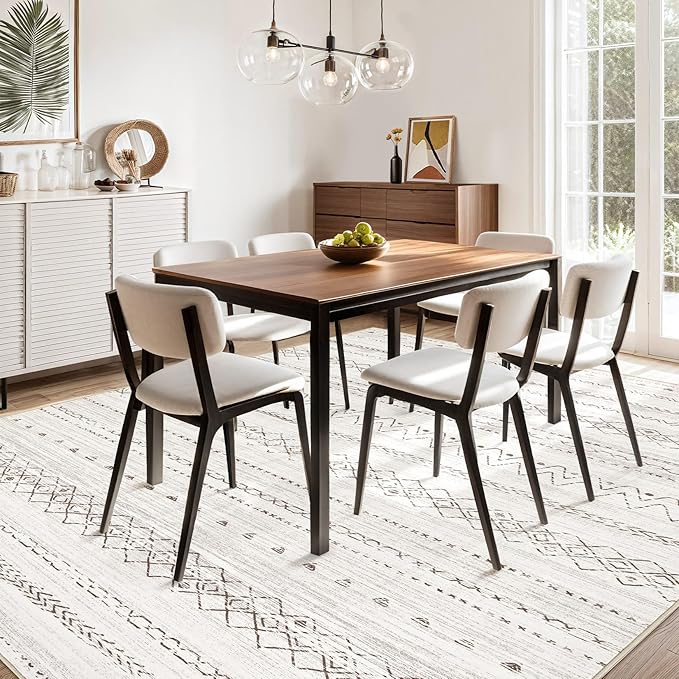 Area Rugs for Living Room Washable Living Room Rug Soft Neutral Indoor Floor Carpet Non-Slip Stain Resistant Modern Boho Rugs for Bedroom Dining Room Kids Room Nursery Office Home Brown