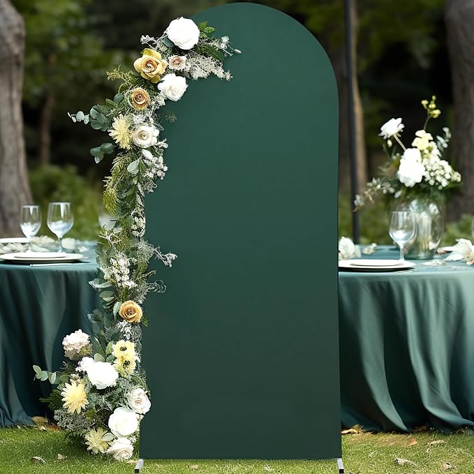 6FT Hunter Green Arch Backdrop Cover, Spandex Fitted Wedding Arch Stand Covers 2-Sided Round Top Chiara Arch Backdrop Cover for Wedding Ceremony Birthday Party Baby Shower Banquet Decoration
