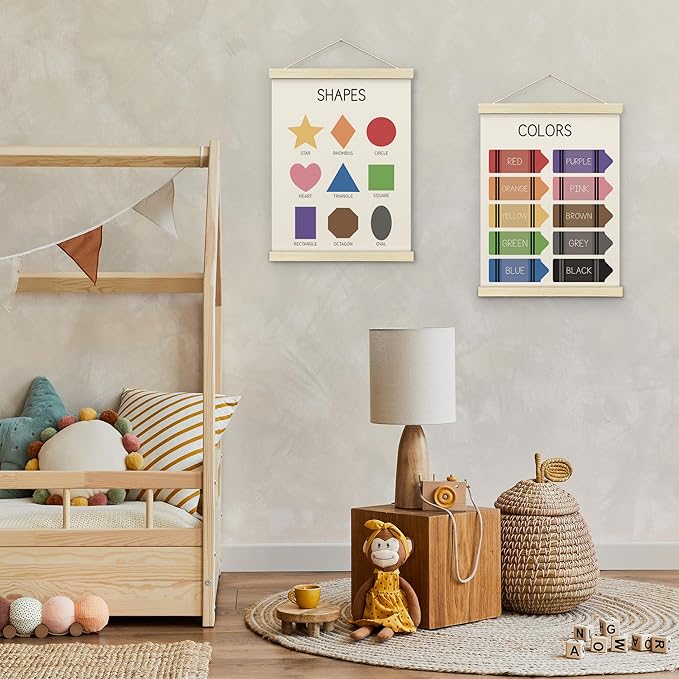 BONETAT Nursery Color Days of the Week Poster for Kids,Educational Toddler Learning Posters for Playroom Wall Art,Preschool Shapes Colors Chart for Classroom & Homeschool - A03