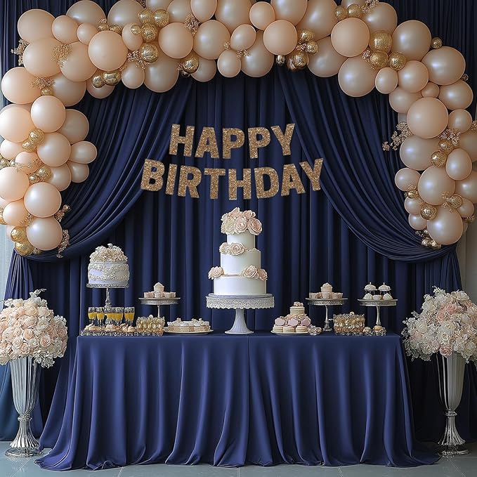 30x10FT Navy Blue Backdrop Curtains for Wedding Parties, Wrinkle Free Photo Backdrop Curtains for Wedding Birthday Party Baby Shower, Fabric Drape with Rod Pockets 5ft x 10ft, 6 Panels