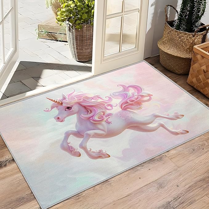 Unicorn Rugs Fro Girls Room - 3x4 Rug - Unicorn Rug - Kawaii Fantasy Animal Area Rug - Girls Kids Baby Nursery Rugs - Gradient Cute Cartoon Carpet - Home Decor