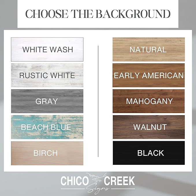 Custom Wood Signs, Personalized Rustic Sign - 3.5" x 10" with 10 Changeable Backgrounds, Fonts & Colors