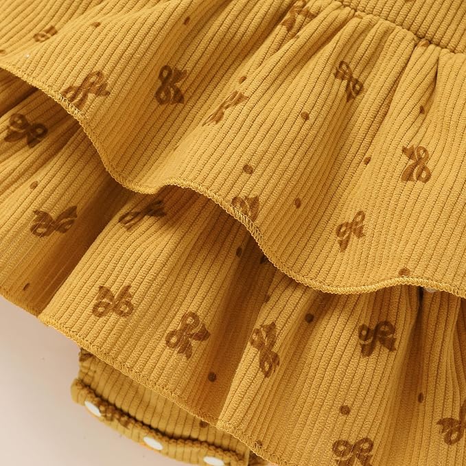 YOUNGER TREE Newborn Baby Girl Fall Winter Outfits Long Sleeve Romper Corduroy Overall Dress Infant Skirt Clothes Sets