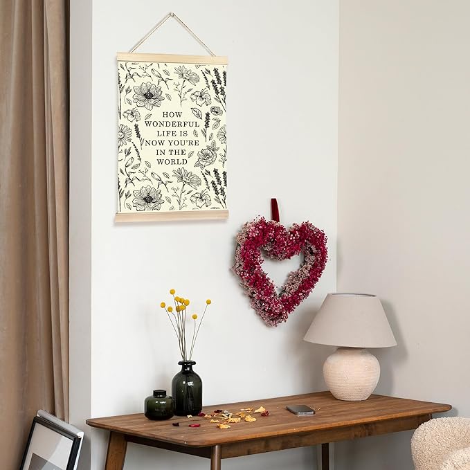 Hiuwevt Floral Nursery Wall Art, Black Boho Poster Hanger Frame, Kids Room Decor, Neutral Baby Shower Newborn Wall Art Decor for Toddler Girls Room Home Bedroom, 12x16 Inch