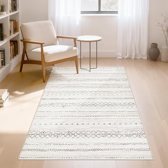 Area Rugs for Living Room Washable Living Room Rug Soft Neutral Indoor Floor Carpet Non-Slip Stain Resistant Modern Boho Rugs for Bedroom Dining Room Kids Room Nursery Office Home Brown