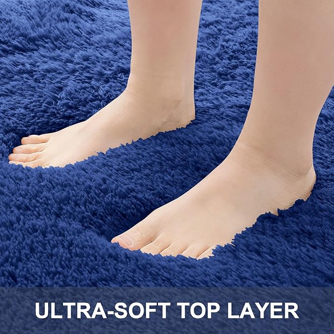 OLANLY 5x7 Machine Washable Large Area Rugs for Living Room, Bedroom, Soft Fluffy Shaggy Bedside Rug, Indoor Floor Carpet for Kids Girls and Boys, Dorms, Nursery, Home Decor Aesthetic, Navy Blue