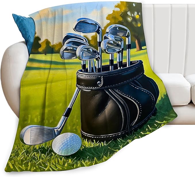 Golf Blanket for Boys Golfing Sport Throw Blanket Soft Cozy Fleece Fuzzy Stuffed Plush Flannel Gifts for Girls Women Kids Adults 50''x60''