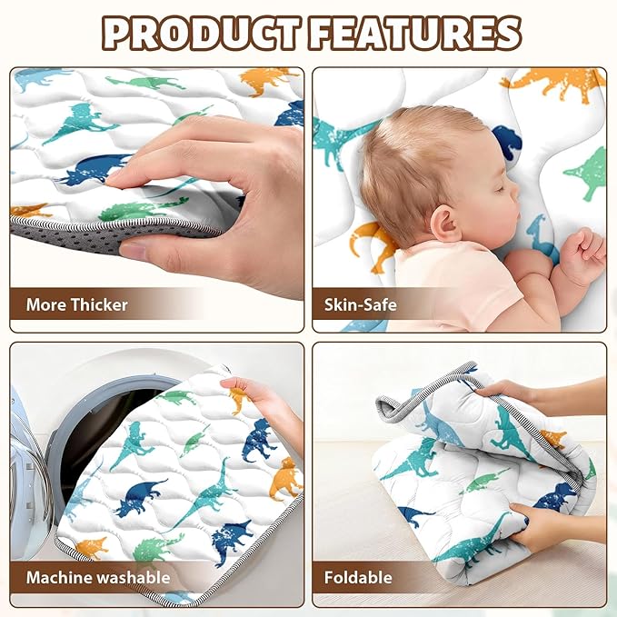 Baby Play Mat 50"x50" Extra Thick Foam Playmat - Water-Resistant Non-Slip Floor Mat & Cushioned Crawling Mat for Babies, Infants & Toddlers for Tummy Time(Dino)