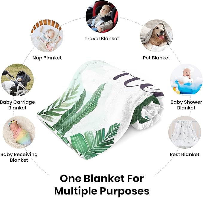 J&SBGFT Personalized Baby Blanket for Boys, Custom With Name, Receiving for Toddlers Kids Nursery Stroller Crib Decor Throw 30"x40", Color16