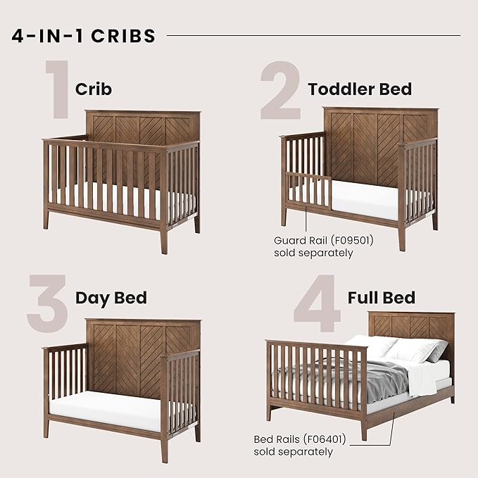 Child Craft Atwood Crib, Dresser and Chest Nursery Set, 3-Piece, Includes 4-in-1 Convertible Crib, Dresser and Chest, Grows with Your Baby (Cocoa Bean Brown)