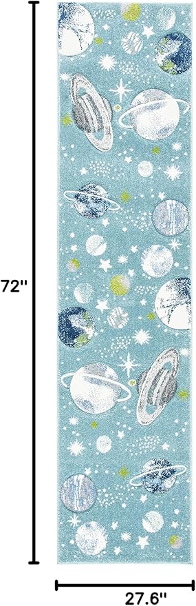 SAFAVIEH Carousel Kids Collection Runner Rug - 2'3" x 6', Teal & Ivory, Non-Shedding & Easy Care, Ideal for High Traffic Areas for Boys & Girls in Playroom, Nursery, Bedroom (CRK103J)