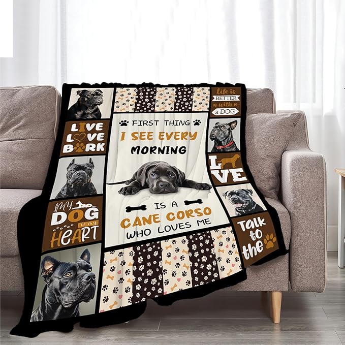 Cane Corso Blanket Cane Corso Decor Throw Blanket Super Soft Flannel Lightweight Fluffy Plush Fuzzy Fleece Stuff Blanket Gifts for Dog Lover Girl Woman Adults Man Boys Kids for Bedding Sofa 40"X50"