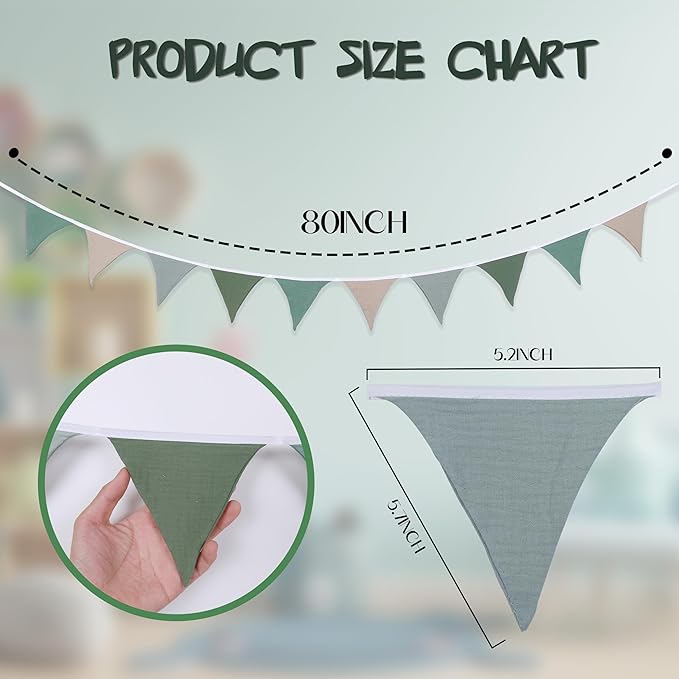 Pennant Banner Flags,Infant and toddler room decoration pennant,for Nursery Decor Baby Birthday Boho Wedding Shower Party Event (Blue-green pink banner)