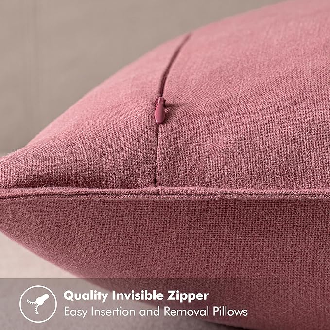 MIULEE Decorative Linen Pillow Covers 20x20 Inch Cranberry Red Boho Farmhouse Neutral Couch Throw Pillows for Bed Pack of 2 Accent Modern Pillowcase Sofa Livingroom Home Decor