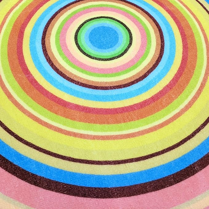 Kids Rug 5Ft Round Colorful Girls Bedroom Carpet Circle Sun Rug Rainbow Nursery Mat Modern Abstract Playroom Bedside Area Rug for Children Indoor Home Decor