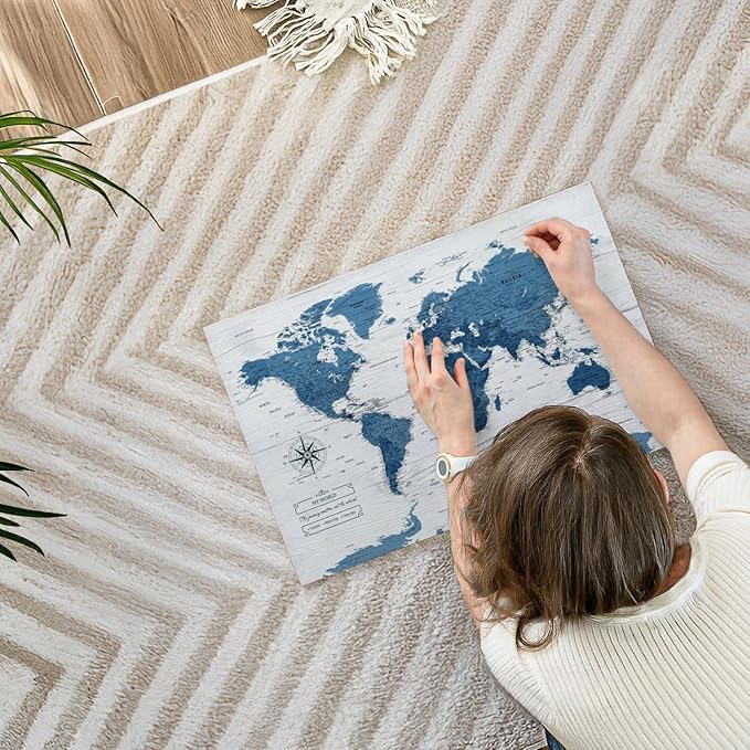 ElephantStock - My World Push Pin Map IV Wall Art - Horizontal Canvas Wall Art - Living Room Wall Decor - Unique Map Canvas Art - Blue And Decor - 24" x 16"