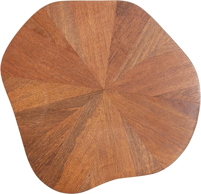 Kate and Laurel Kanna Modern Pieced Mango Wood Round Drink Table, 11 x 11 x 24, Walnut Brown, Mid-Century Scalloped Wooden Mini Side Table for Use as Indoor Plant Stand or Living Room Decor Accent