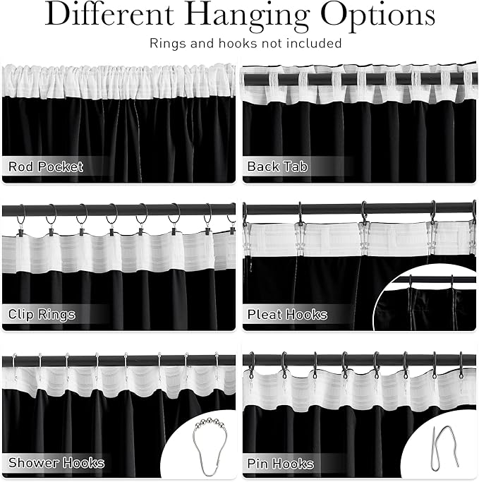 StangH Black Doorway Curtain Soft Velvet Blackout Thermal Insulated Privacy Room Dividers Thick Winter Window Drapes for Office/Bedroom/Hallway/Patio Closet, W42 x L80, 1 Panel