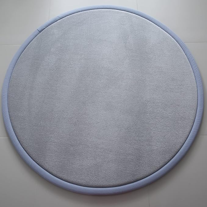 Loartee Thick Kids Round Rug - Coral Velvet Area Rugs, Memory Foam Circular Carpet for Nursery Playroom Home Decor Dormitory, Diameter 47 inch, Gray