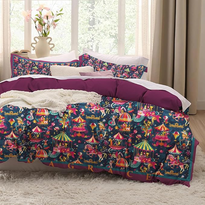 MAGRACE Holiday Duvet Cover Queen with Zipper Closure Soft 800 Thread Count Cotton Textured Bedding Quilt Cover Set for Christmas