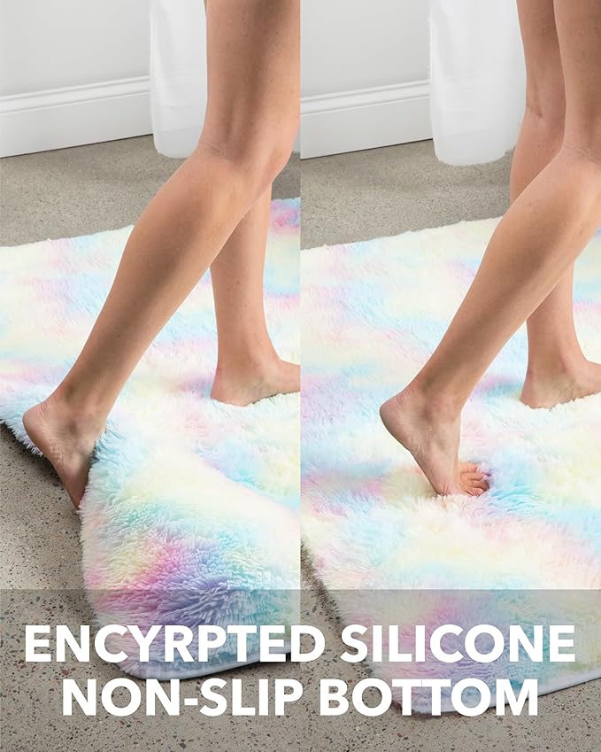 Ophanie Upgrade 4x6 Light Rainbow Rugs for Bedroom, Fluffy Soft Area Rug, Shaggy Non-Slip Indoor Floor Carpet for Living Room, Kids Baby Boys Teen Dorm Home Decor Aesthetic, Nursery