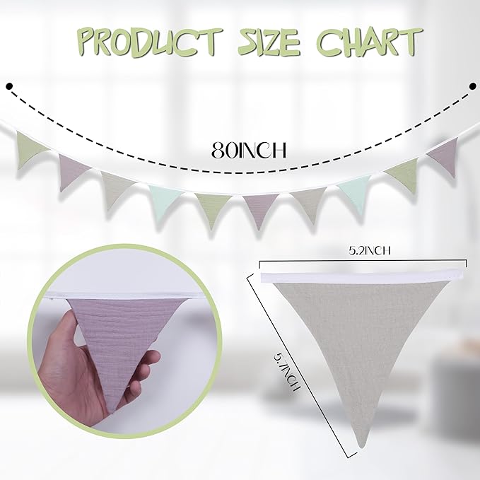 Pennant Banner Flags,Infant and toddler room decoration pennant,for Nursery Decor Baby Birthday Boho Wedding Shower Party Event (Colorful triangular flag banner95)