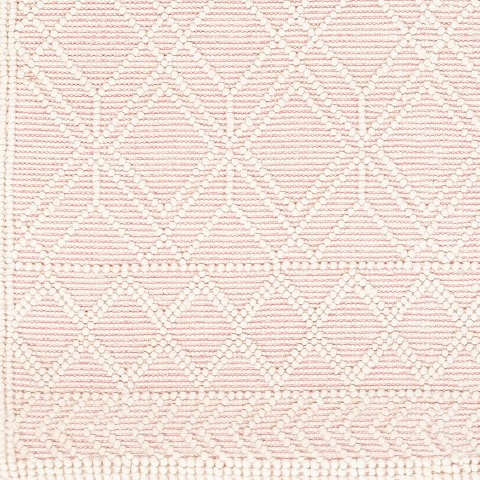 Mark&Day Wool Rugs, 5x7 Staveley Cottage Bright Pink Area Rug, Cream Pink Ivory Carpet for Living Room, Bedroom or Kitchen (5' x 7'6")