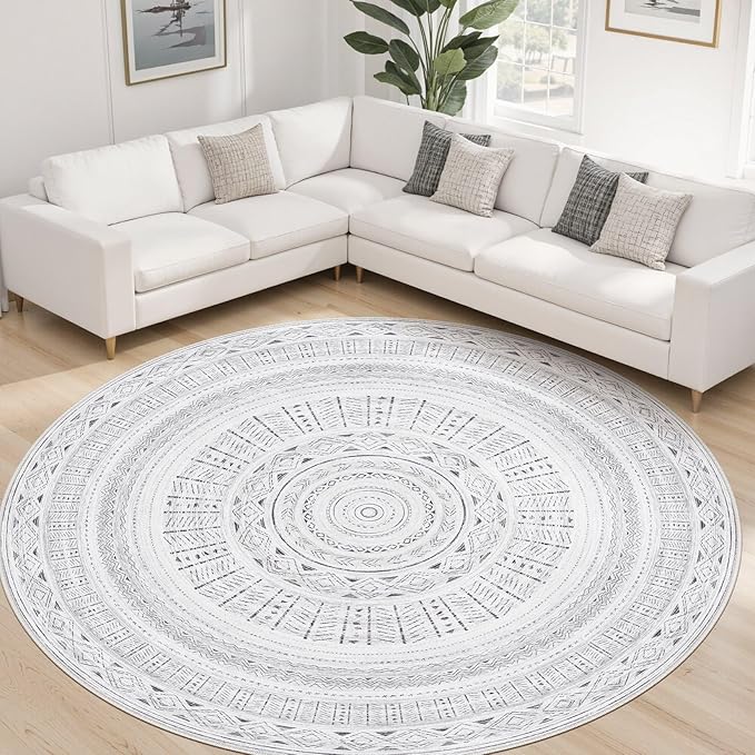 Area Rugs for Living Room Washable Living Room Rug Soft Neutral Indoor Floor Carpet Non-Slip Stain Resistant Modern Boho Rugs for Bedroom Dining Room Kids Room Nursery Office Home Dark Grey