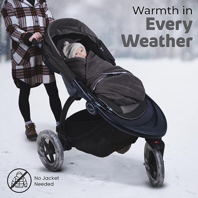 Car Seat Blankets for Babies Winter - Stroller Footmuff Carseat Cover Baby 5 Point Harness - Swaddle Bunting Bag (Grey)