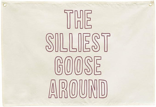Nursery Rectangular Canvas Banner-Boho Flag Poster Sign for Toddler Boy Girl,Baby Room Above Crib Bedroom Playroom Dorm Wall Decor-Baby Shower Birthday Christmas Gift-The Silliest Goose Around Theme