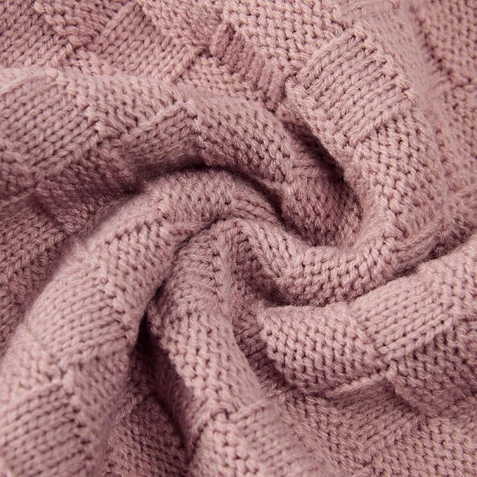 LAWKUL Baby Blankets for Girls Pink Soft Babe Knit Blanket Cable Newborn Infant Receiving Swaddle Boys Crib Stroller 40"x30"