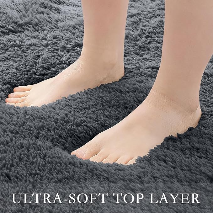 6x9 Area Rug for Living Room, Modern Grey Shag Shaggy Plush Carpet Washable Non-Slip Large Rug Super Soft Indoor Fuzzy Fluffy Carpet for Bedroom Home Aesthetic Decor