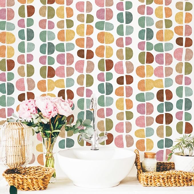 Boho Arch Wall Decals Geometric Modern Wall Stickers Colorful Abstract Pattern Stickers Irregular Arch Stickers Peel and Stick Small Half Circle Sticker Boho Wall Decals for Bedroom Living Room Decor
