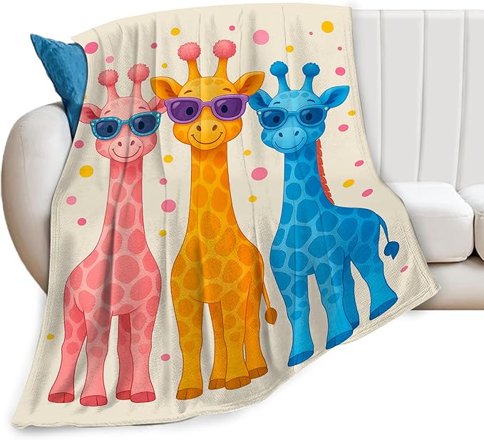 Giraffe Blanket Cute Cartoon Giraffe Throw Blanket Soft Cozy Fleece Fuzzy Plush Warm Stuff Bedding Nursery Toddler Baby Blankets Gifts for Boys Girls Kids Adult Men Women 60"X80"