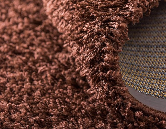 Unique Loom Solid Shag Collection Area Rug (2' x 3' 1" Rectangle, Chocolate Brown)