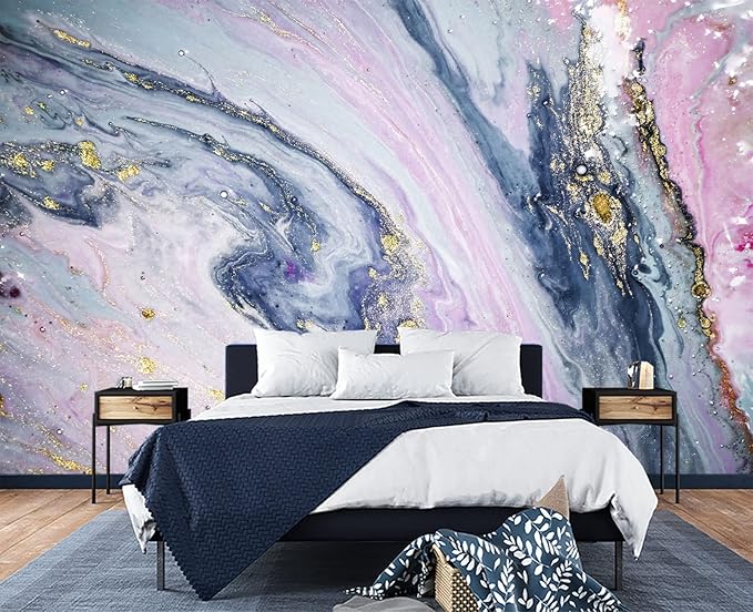 Gilding Marble Pink Wall Mural Wallpaper for Bedroom 178" x 117"