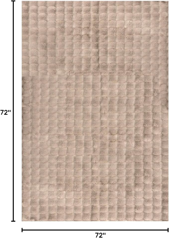 nuLOOM Jeni Taupe, 6' Round, Solid Faux Rabbit, Fluffy and Cozy, High Traffic, Stain Resistant, Easy Clean, Durable Washable Area Rug for Bedroom, Living Room, Dining, Den, Foyer, Entryway