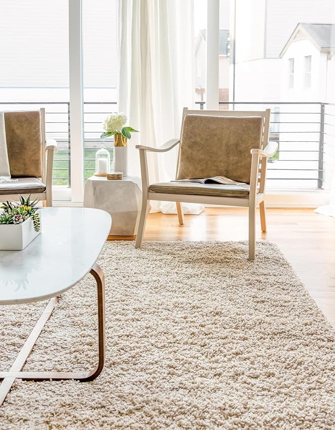 Unique Loom Solid Shag Collection Area Rug (10' x 13' 11" Rectangle, Taupe)