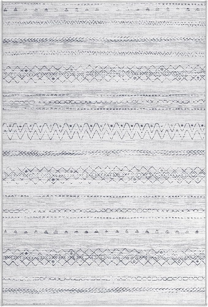 Area Rugs for Living Room Washable Living Room Rug Soft Neutral Indoor Floor Carpet Non-Slip Stain Resistant Modern Boho Rugs for Bedroom Dining Room Kids Room Nursery Office Home Grey